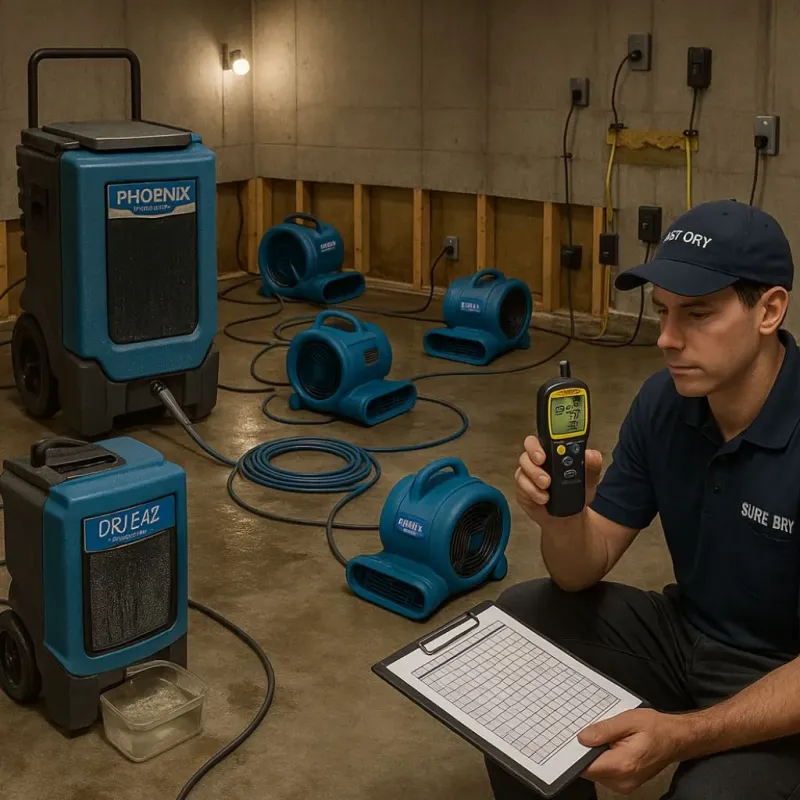 Structural Drying and Dehumidification process in Cass City, MI